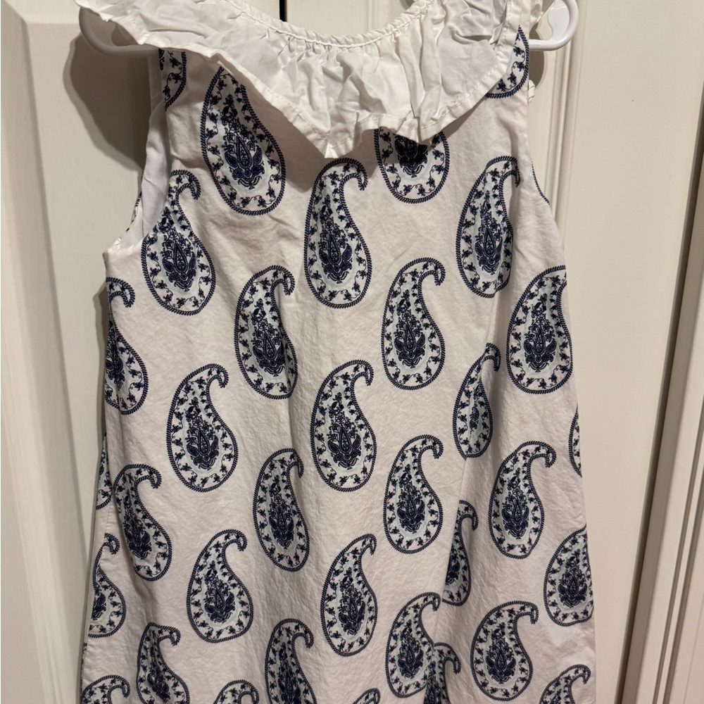 Girls White Tunic with Blue Paisley Print